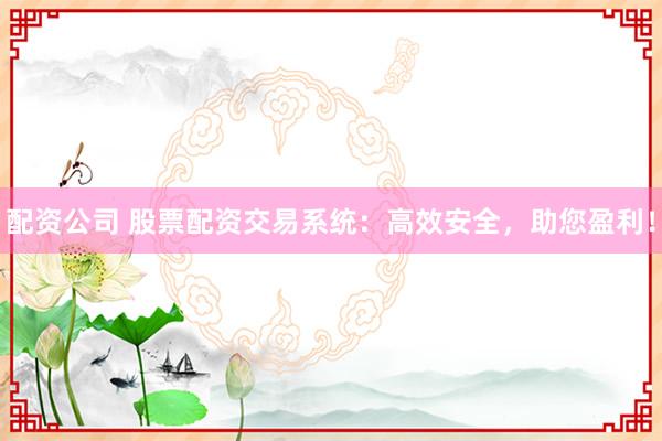 配资公司 股票配资交易系统：高效安全，助您盈利！