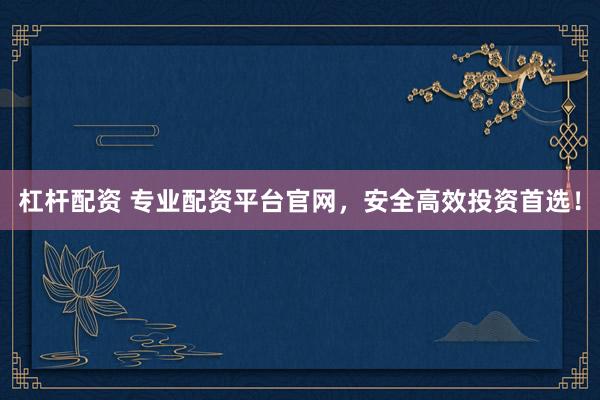 杠杆配资 专业配资平台官网，安全高效投资首选！