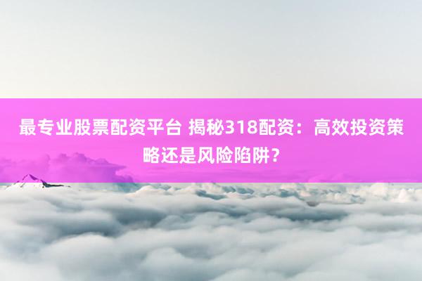 最专业股票配资平台 揭秘318配资：高效投资策略还是风险陷阱？