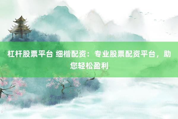 杠杆股票平台 细楷配资：专业股票配资平台，助您轻松盈利