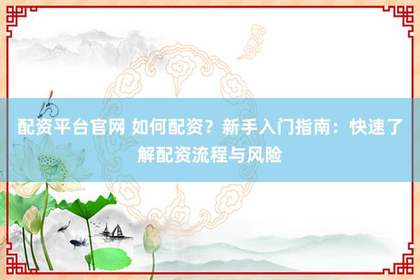 配资平台官网 如何配资？新手入门指南：快速了解配资流程与风险