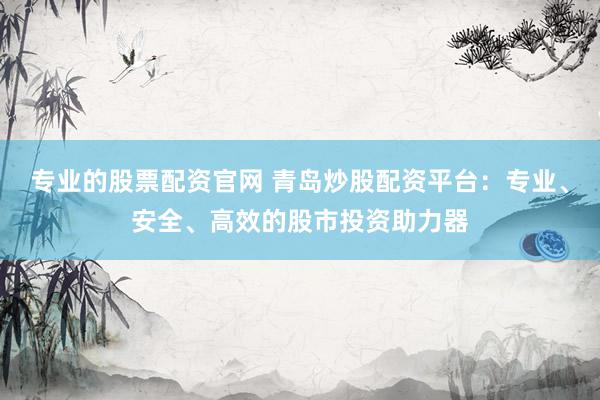 专业的股票配资官网 青岛炒股配资平台：专业、安全、高效的股市投资助力器