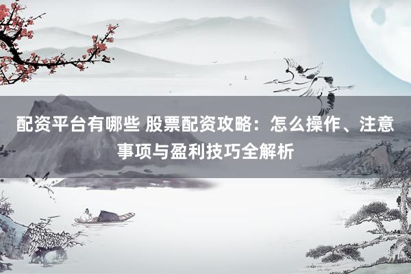 配资平台有哪些 股票配资攻略：怎么操作、注意事项与盈利技巧全解析