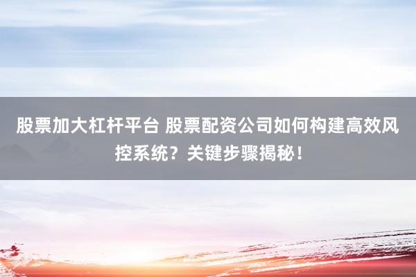 股票加大杠杆平台 股票配资公司如何构建高效风控系统？关键步骤揭秘！