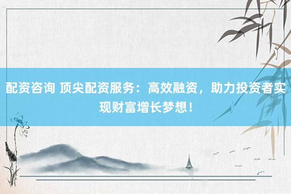 配资咨询 顶尖配资服务：高效融资，助力投资者实现财富增长梦想！