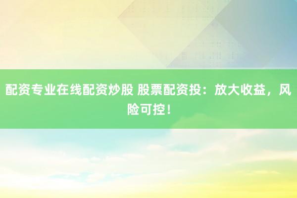 配资专业在线配资炒股 股票配资投：放大收益，风险可控！