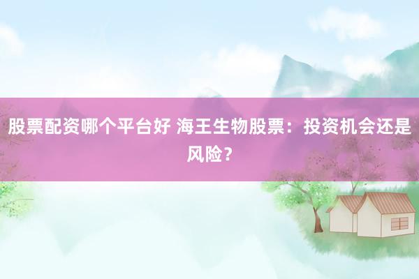 股票配资哪个平台好 海王生物股票：投资机会还是风险？