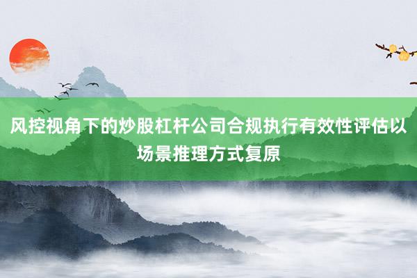 风控视角下的炒股杠杆公司合规执行有效性评估以场景推理方式复原