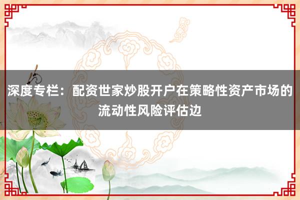 深度专栏：配资世家炒股开户在策略性资产市场的流动性风险评估边