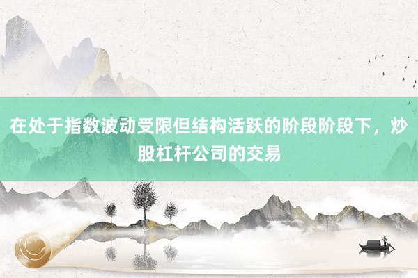 在处于指数波动受限但结构活跃的阶段阶段下，炒股杠杆公司的交易